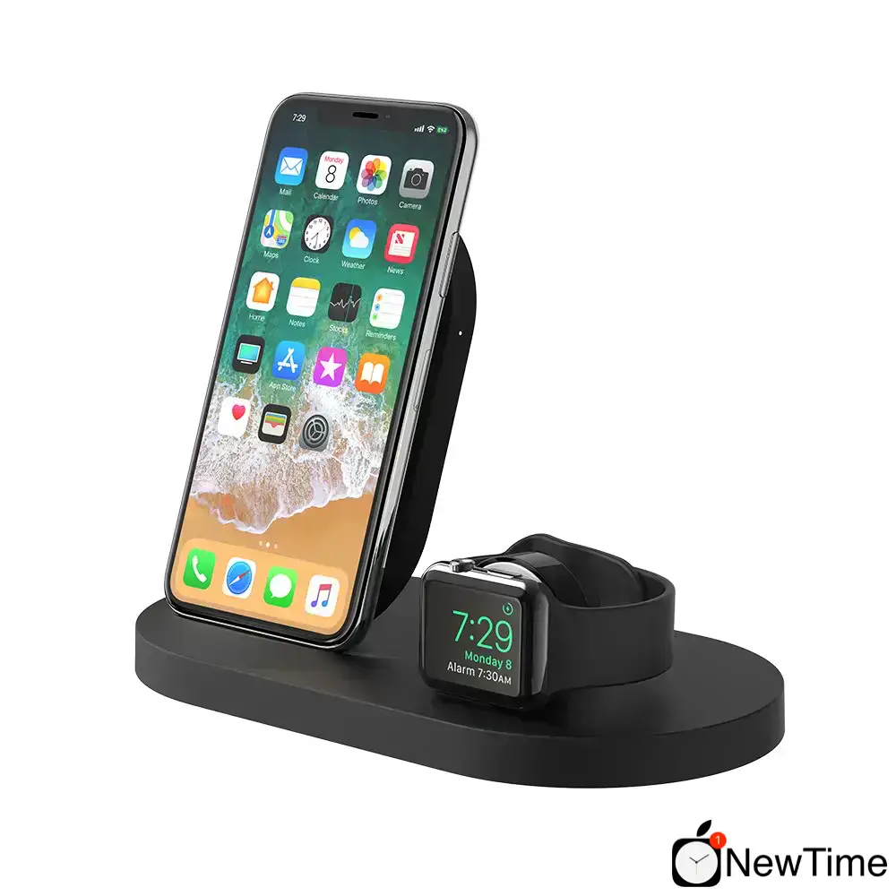 Беспроводное зарядное устройство Belkin Qi Wireless iWatch (1A) + iPhone (7.5W) + USB-A 5W/1A (F8J235VFBLK)